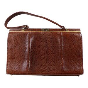 Vintage 60's Lizard Skin Handbag/Purse Suede Lined w/Card Case #1018